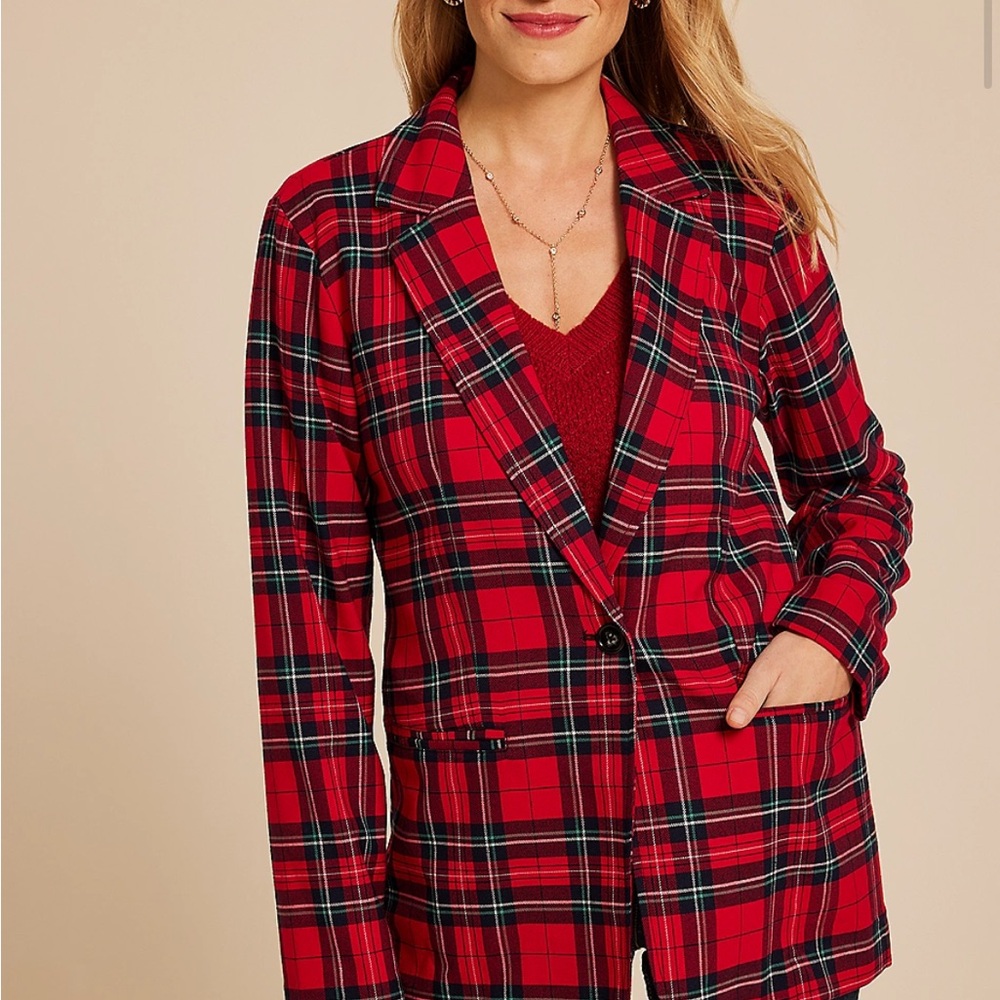 Maurice’s Festive Tartan Plaid Blazer Jacket